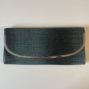 Lulu Townsend crocodile print clutch Emerald Green, New With tag